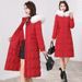 Women's Slim Fit Long Padded Coat With Detachable Faux Fur Hood - Lightweight Winter Jacket For Warmth & Style (Black/Red/Beige/Brown)_ecoleips.com