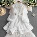 Elegant Retro Style Women's Dress Stand Up Collar Single Breasted Lantern Sleeve Slimming Waist Rhinestone Embellishments High End_ecoleips.com