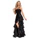 Elegant Off-Shoulder Dress for Women European American Style with Luxurious Slit for Cocktail Parties Banquets Graduation Cake Skirts_ecoleips.com