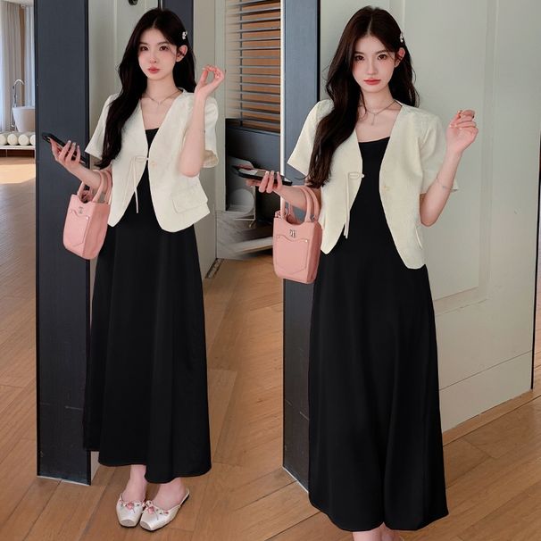 Real Shot In Stock Summer New Chinese Style Plate Buckle Embroidery V-neck Short Sleeve Plus Size Month Dress_ecoleips.com