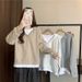 European American Style Women's Hooded Sweatshirt, Spring And Autumn Thin Large Size Loose Slimming Design With Spliced_ecoleips.com