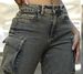 Women's Clothing Y2k Style Denim Heavy Wash Stitching Work Pockets Multiple Pockets Hem Laces Wide Leg Jeans_ecoleips.com