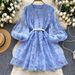 Women's Clothing Sweet Palace Style V Neck Lantern Sleeves Heavy Embroidery Waist Slimming Single Breasted A Line Elegant Dress For Women_ecoleips.com