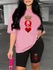 Summer Women's Casual And Fashionable Heart-shaped Letter Printed Round Neck Loose T-shirt+shorts Two-piece Sportswear Suitable For Daily Wear-25_ecoleips.com
