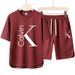 2026 Summer Trendy Brand Round Neck Retro Trendy Short Sleeve Two Piece Set New Sports And Leisure Set_ecoleips.com