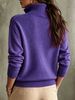 Lightweight Airy Collar Half Zip Label Patch Loose Long Sleeve Knit Top_ecoleips.com