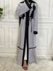 2024 Simple Elegant Turkey Black Embroidered Abaya Kaftan Muslim Dresses Women Long Kimono Dress Robe Dubai Middle East Fashion_ecoleips.com