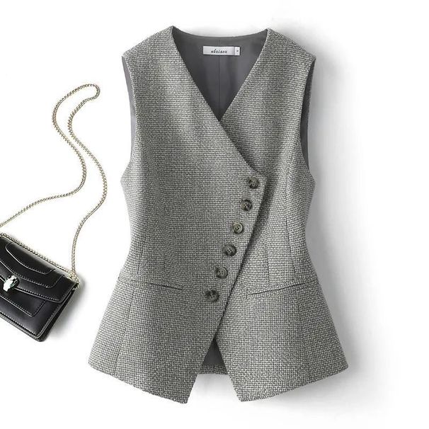 Women's Sleeveless Vest Elegant Style Top Short Outerwear For Spring Autumn_ecoleips.com