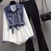 Women's Clothing Early Spring New Korean Version Of The Street Blasting High End Design Sense Two Piece Shirt With Flared Pants_ecoleips.com