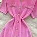 Women's Clothing High End Fashionable Metal Button Slim Short Sleeved Dress For Women In Summer With Slim Waist And Temperament Sweater Dress_ecoleips.com