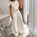 Women's Fashion Solid Color Single Room Petal Sleeve High Waist Temperament Pants Suit For Women_ecoleips.com