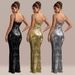 Women's Clothing Party Evening Dress Sequined Suspender Dress Long Skirt_ecoleips.com