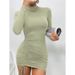 New Dresses 2025 Woman Fashion Summer High-neck Purple Long-sleeved Pleated Tie-up Dress Skirt Women's Clothing_ecoleips.com