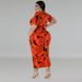 Plus Size Women's Clothing Button Down Cardigan Long Dress Short Sleeved Collared_ecoleips.com