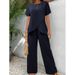 Women's Casual Crossover Plus Size Top With Wide Leg Pants Irregular Summer Two Piece Set Style_ecoleips.com