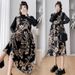 Autumn New Korean Fashion Floral Vest Black Shirt Two-Piece Maternity Dress_ecoleips.com