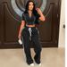 Fashion Casual Two Piece Suit For Women With Zipper Short Sleeved Short Top And Loose Trousers_ecoleips.com