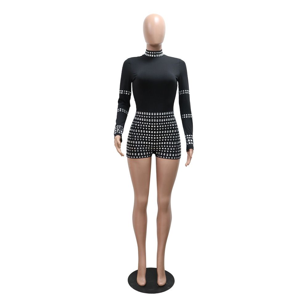 K New Fashion Embellished Shrink Fit Full Body Pants For Women, Casual Party Style_ecoleips.com