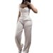Women's Clothing Elegant Suspenders Short Tight Vest Casual Wide Leg Pants Suit_ecoleips.com