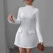 Women’s Clothing Autumn And Winter New Elegant Long Sleeved Sleeves Slit Solid Color Women's Dress_ecoleips.com