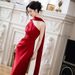 Red One Shoulder Engagement Dress New Chinese Style Bridal Morning Robe Luxury Unique Wedding Toast Women's Party Wear_ecoleips.com
