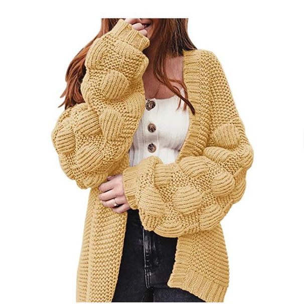 Aria Basics Aria Basics 2023 European American Cardigan Sweater, New Cross-border Knitwear Autumn And Winter, Long Cute Pom-pom Loose Thick Coat_ecoleips.com