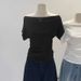 Ultra-Hand Feel Modal Cotton Short Sleeve T-Shirt Women Summer Design Slim Fit Shoulder Baring Fashionable Top_ecoleips.com