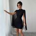 Women's Clothing Women's Round Neck Ribbed Chiffon Cape Dress Style Hip Dress For Formal & Casual For Women_ecoleips.com