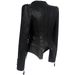 K Gothic Style Women's New European And American Style Shoulder Shrugs, Rivets, Slim Fit, Waist Cinched Motorcycle Leather Jacket_ecoleips.com