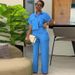 Women's Clothing Summer New Casual Lapel Short Sleeved Shirt Wide Leg Trousers Fashion Suit_ecoleips.com