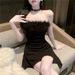 Sexy Shoulderless Pleated Slim Fit Dress Nightclubs Beach Parties Chic Strapless Irregular Puffy Dress Women Summer Evening Gown_ecoleips.com