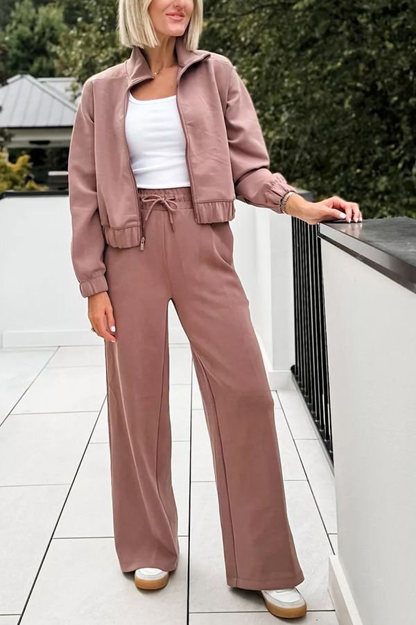 Women's Clothing Fashion Casual Solid Color Jacket And Trousers Suit_ecoleips.com