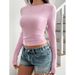 Y2k-Style Sexy Long-Sleeved Solid-Color Tee Shirt For Women, Summer Top_ecoleips.com