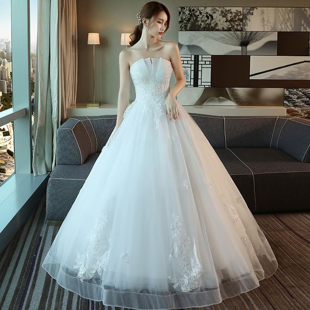 Wedding Dress Bride Tail Petite 2025 New White Tube Top Lace Simple Fairy Temperament Forest Wedding Dress_ecoleips.com