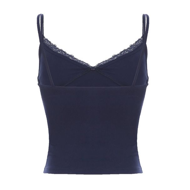 Lace Trim V-Neck Cami Top - Stretchy Basic Women's Layering Tank, Allure Fit For Daily Chic & Evening Style_ecoleips.com