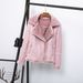 JELOICE Women's Faux Leather Jacket With Faux Fur Lining, Punk Style Long Sleeve Biker Coat For Winter, Streetwear Fashion (Black, Pink)_ecoleips.com