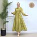 Elegant Muslim Dress For Women – Modest Long Skirt With Lace Patchwork, Slim Waist Design, Turkey Fashion (White/Black/Apricot/Sky Blue/Caramel)_ecoleips.com