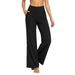 Women's Casual Loose Knit Yoga Pants High Waist Straight Leg with Pockets Fitness Exercise Sports Bottoms_ecoleips.com
