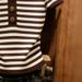 Women's Striped V Neck Short Sleeve Knit Top Slim Fit Button Down Spring Summer Design_ecoleips.com
