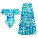 One Shoulder Ruffle Printed One Piece Swimsuit For Women Fashionable Swimwear_ecoleips.com