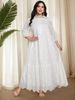 Middle Eastern Cross-border Plus-size Long-sleeve Textured Solid Color Puff-sleeve Collared Arabic Islamic Casual Dress_ecoleips.com