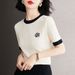 Women's Ice Silk Short Sleeve T-Shirt Fashionable Knitted Top For Spring Autumn Summer New Style_ecoleips.com