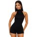 Women's Clothing Women's Sexy Solid Color Halter Neck Jumpsuit Shorts Tie Waist Sleeveless Backless Fashionable Clothing_ecoleips.com