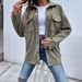 Women's Elegant Blouse Shirt – Polyester Long Sleeve Solid Color Top For Work & Casual, Slim Fit Button Down Office Wear (Green, S/M/L/XL)_ecoleips.com
