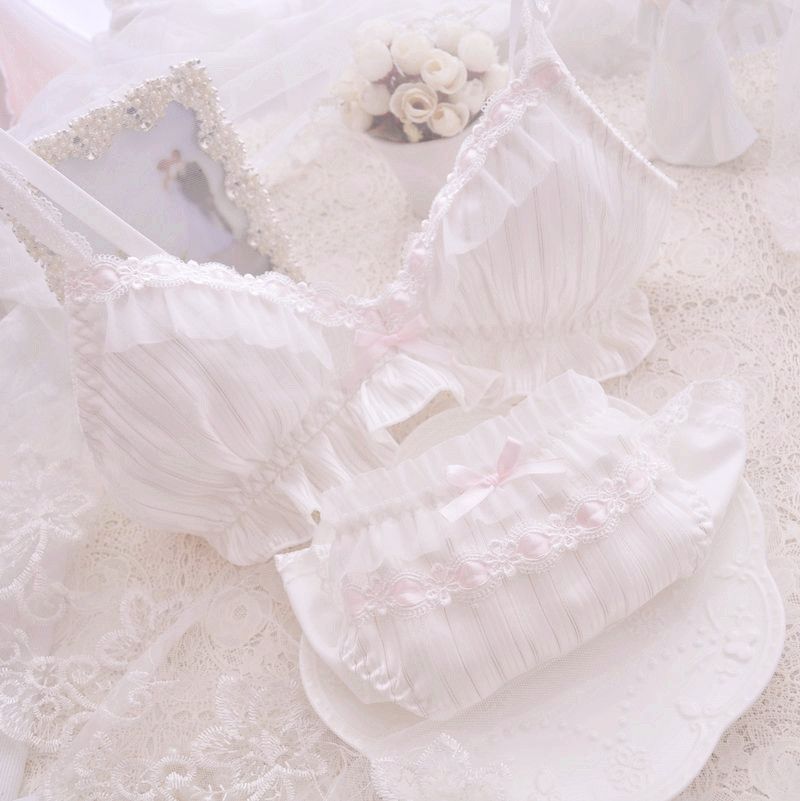 girl Wire-Free Thin Triangle Cup Bikini Comfortable Sleep Casual Girl Bra Set Summer_ecoleips.com