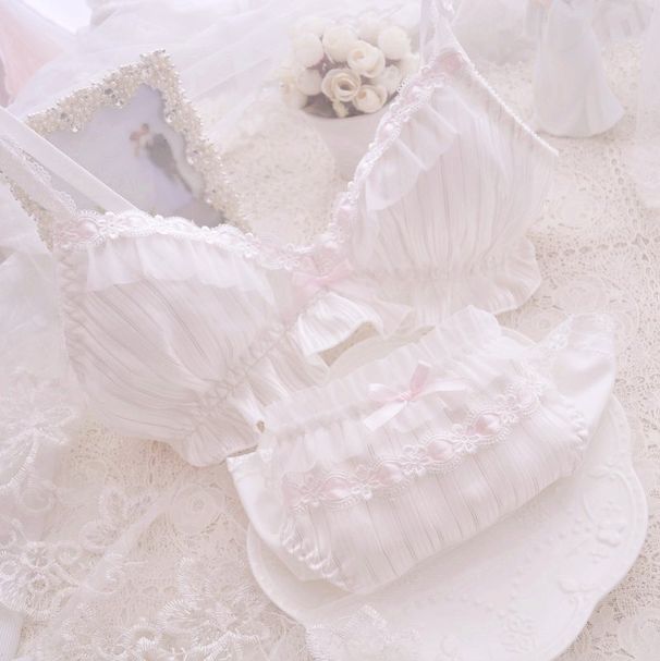 girl Wire-Free Thin Triangle Cup Bikini Comfortable Sleep Casual Girl Bra Set Summer_ecoleips.com