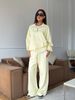 Women's Cotton Two Piece Set Zipper Lapel Pullover Sweatshirt Lace Up Straight Leg Wide Leg Pants Casual European American Style_ecoleips.com