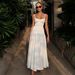 Women's Clothing White Spaghetti Strap Dress Ruched Long Cotton Dress Summer New_ecoleips.com