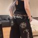 Women's Wide Leg Jeans High Waisted Street Style Retro Embroidered With Letters And Flowers Loose Fit Floor Length Y2K Trousers_ecoleips.com