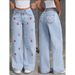 Women's Clothing Summer New Jeans Women's Clothing Hot Selling High Waist Straight Loose Long Pants_ecoleips.com